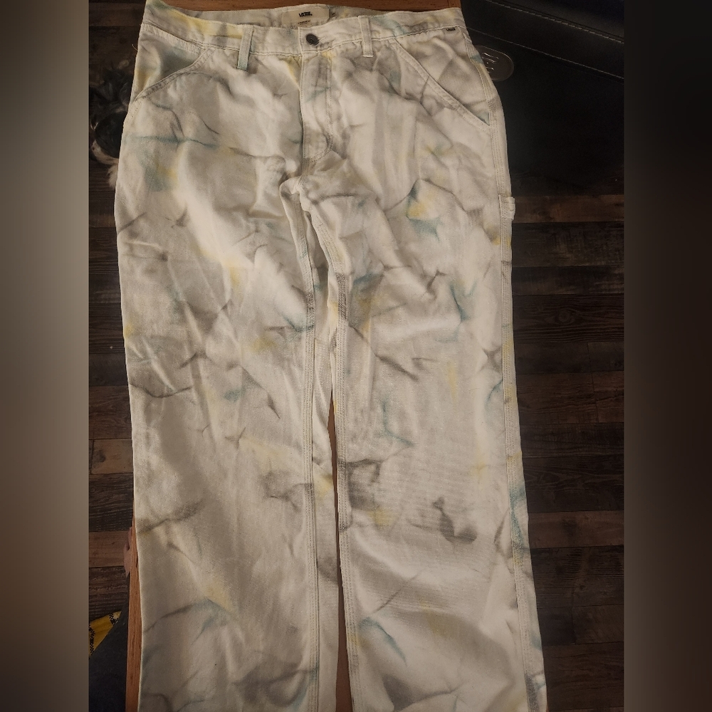 Vans Jeans 36 White Adult Mens Carpenter Tie Dye Pants Standard Fit Skater